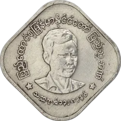 Rückseite der 10 Pyas-Münze Daumennagel