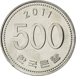 Vorderseite der 500 Won-Münze Daumennagel